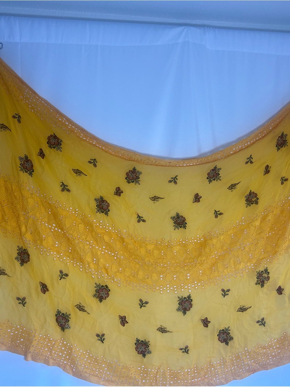 Embroidered Yellow Floral Women's Scarf